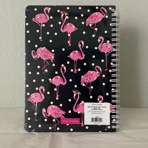 🦩Vera Bradley Pink Flamingo Spiral Notebook with pocket 🦩 NWT 🦩